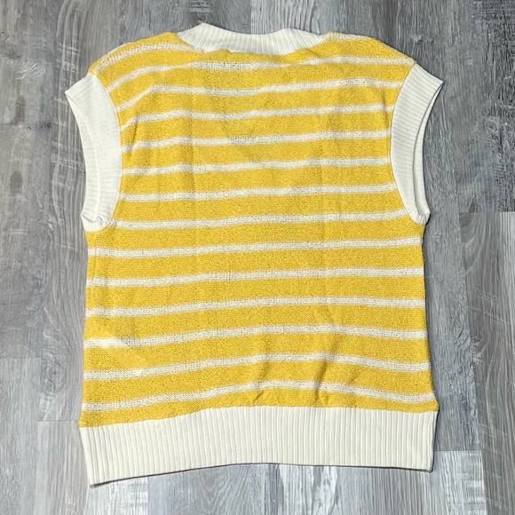 Zara Yellow and White Striped Knit Rustic Vest Size S NWT - Picture 9 of 14